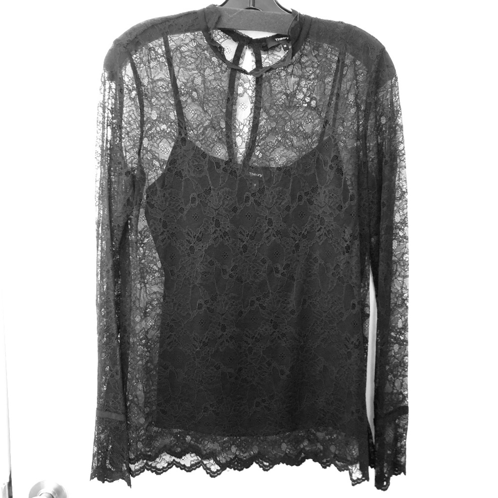 Theory Scalloped Lace Top